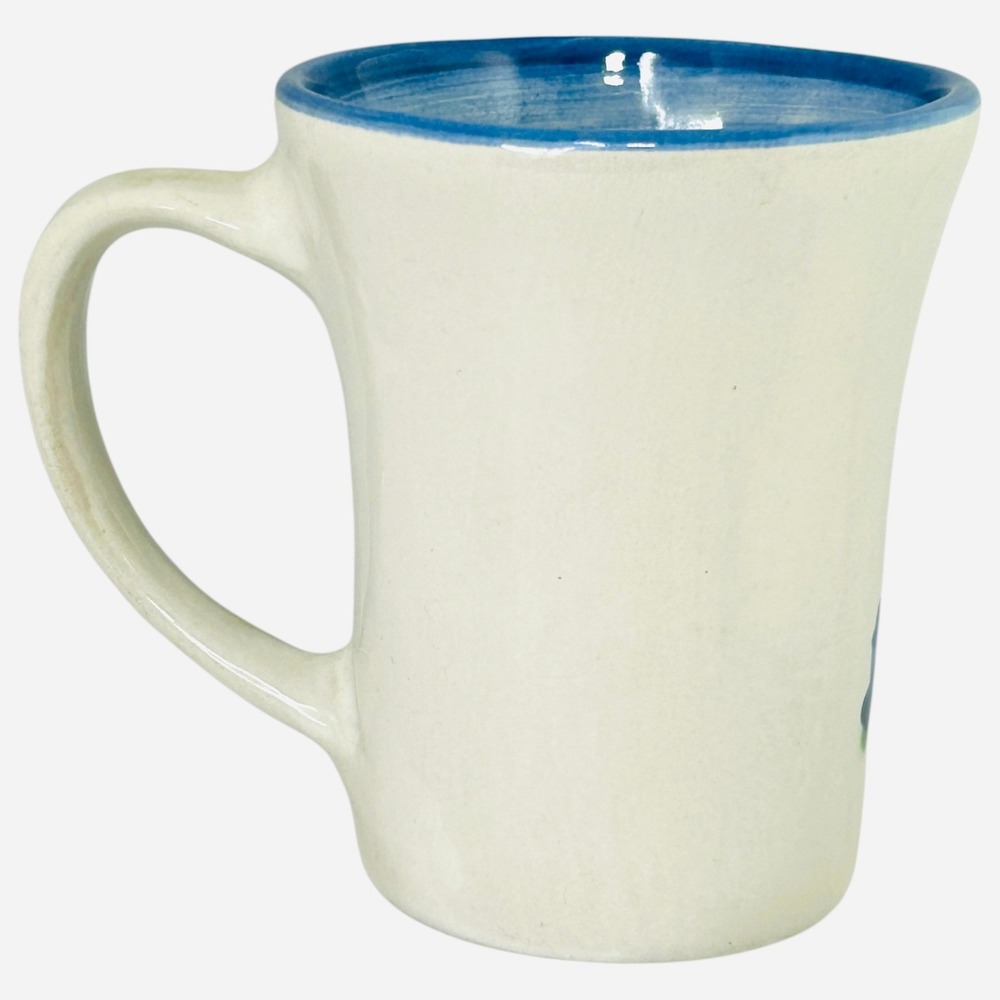 M.A. Hadley Pottery BARN Flare Mug 12oz Blue White Hand Painted - Picture 4 of 9